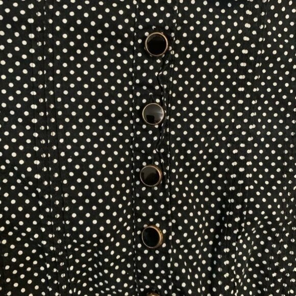 Kenar Black & White Polka Dot Button-Down Blouse L - Picture 3 of 4